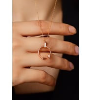 Zirkon Taşlı Rose Cartier Model Çivi Gümüş Kolye