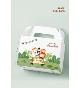 Safari Pastel Teması Kutu Çanta Postacı 14x17 cm *6'lı Paket
