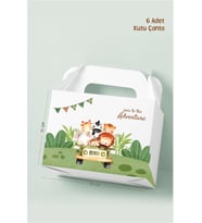 Safari Pastel Teması Kutu Çanta Postacı 14x17 cm *6'lı Paket