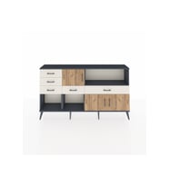 Arges Konsol 2 Raflı 5 Çekmeceli 3 Kapaklı 176x30x99 Antrasit-Çam/Aytaşı