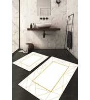 Dijital Baskılı Kaymaz Taban Yıkanabilir 2'li Klozet Takımı Banyo Paspası NDKZ-HS-529 (Beyaz)