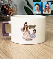 Kişiye Özel Karikatürlü Gelin Damat Evleniyoruz Mutluyuz Lüks Fincan Sevgililer Günü Hediyesi
