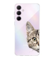 PrintiFy Samsung Galaxy A56 ile Uyumlu Kamera Korumalı Catface Tasarımlı Şeffaf  Silikon Kılıf