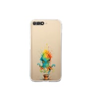 Huawei Y6 2018 ile uyumlu Splash ahtapot tasarımlı şeffaf silikon kılıf
