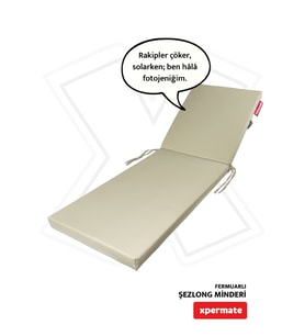 XPERMATE Ultra Kalın Şezlong Minderi Fermuarlı Su itici Kumaş Katlanır Şezlong Minderi Katlanabilir Plaj Minderi 60x180x7 (Bej)