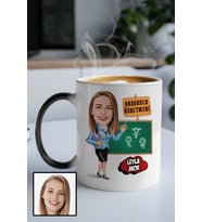 Anaokulu Öğretmenine Hediye Karikatürlü Sihirli Kupa Bardak