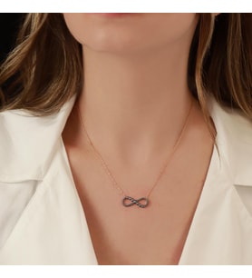 Turkuaz Taşlı Sonsuzluk Rose Gold Kaplama Gümüş Kolye
