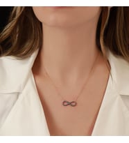 Turkuaz Taşlı Sonsuzluk Rose Gold Kaplama Gümüş Kolye