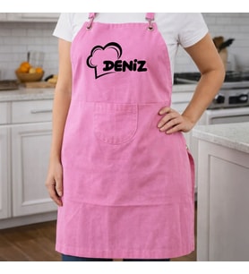 BK Gift Kişiye Özel İsimli Pembe Mutfak Önlüğü -9, Aşçı ve Şef Önlüğü, Ev Hediyesi
