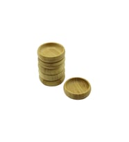 6 ADET - YUVARLAK AHŞAP BAMBU ÇEREZLİK - LOKUMLUK KASE DERİNLİK: 1.7CM  - ÇAP: 8.8CM (5343)