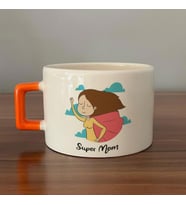 Süper Mom Pelerin Baskılı Turuncu Kulplu C Fincan