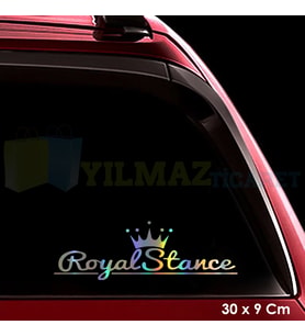 Royal Stance Yazı Renkli Hologram Araba Cam Oto Sticker Etiket Çıkartma Yapıştırma 30 x 9 Cm