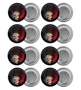 19 Mayıs Atatürk Çanta Rozeti Seti 8 Adet En Büyük Boy 5.8cm İğneli Broş