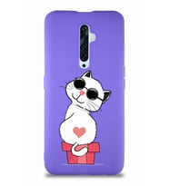 Oppo Reno 2Z Soft Premier Kapak Coolcat Tasarımlı Silikon Kılıf - Mor (Şeffaf)