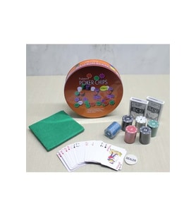 Kişiye Özel Metal Kutulu 120 Chip Ve 2 Adet İskambil Kağit Setine Sahip Poker Oyunu - 21x21cm