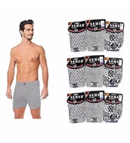 12 Adet Seher Desenli Düğmeli Erkek Pamuk Penye Boxer (Karışık)