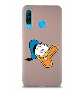 Huawei P30 Lite Soft Premier Kapak Donald Duck-E Tasarımlı Silikon Kılıf - Pudra (Şeffaf)