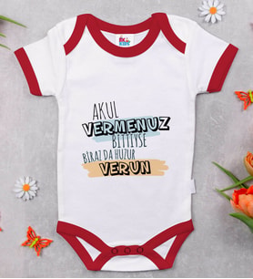 BK Kids Akul Vermenuz Bittiyse Tasarımlı Kırmızı Bebek Body Zıbın-1