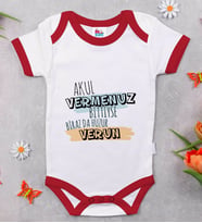 BK Kids Akul Vermenuz Bittiyse Tasarımlı Kırmızı Bebek Body Zıbın-1