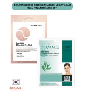 3 Katmanlı Rose Gold Göz Maskesi ve Çay Ağacı Özlü Kolajen Maske Seti 2 Adet