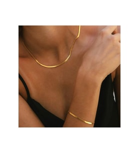 Gold Bileklik Kolye Takım Set İtalyan Ezme Çelik Zincir Kolye Bileklik İkili Set Unisex Ürün