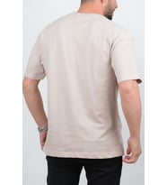 Erkek Oversize Geniş Kalıp Black Baskılı Tişört TS03 (Bej)
