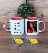 Halaya Hediye Kupa Bardak Pembe Fotoğraflı Halaya Doğum Günü Hediyesi