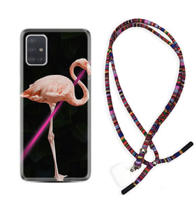 Samsung a71 A72 A73 A7 A9 2018 C7 C9 Kılıf Boyun Asklı Rasta Silikon Line Filamingo 1776