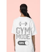 Gym Mode On Bodybuilding Fitness Sırt Baskılı Unisex Oversize Sporcu Tişört