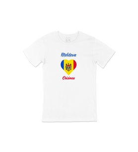 Kişinev Moldova Bayraklı Kalpli Tişört