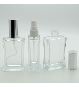 PARFÜM ŞİŞESİ 50 ML (5 ADET) GRİ KAPAK PLASTİK VALF İÇBÜKEY BOŞ ŞİŞE