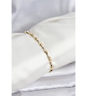 Pirinç Gold Renk Vip Seri Kemik Model Zirkon Taşlı Kadın Bileklik - Tj-Bb8275