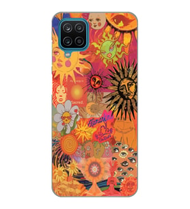 Samsung Galaxy A22/M22/M32 Uyumlu Vintage Kolaj Desenli Şeffaf Telefon Kılıfı