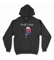 Güney Kore Haritalı ve Bayraklı Siyah Kapşonlu Sweatshirt Hoddie