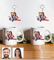 Kişiye Özel Sevgili Tasarımlı Karikatür 2 Adet Kupa Ve Anahtarlık Hediye Seti 20