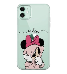 Sweatli Minnie Tasarımlı Şeffaf Telefon Kılıfı (Tüm Modeller Mevcuttur)