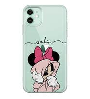 Sweatli Minnie Tasarımlı Şeffaf Telefon Kılıfı (Tüm Modeller Mevcuttur)
