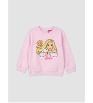 LC WAIKIKI Pembe Barbie Baskılı Kız Çocuk Kalın Sweatshirt
