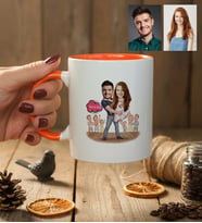 Kişiye Özel Karikatürlü Dans Eden Sevgililer Kupa Bardak Sevgililer Günü Hediyesi
