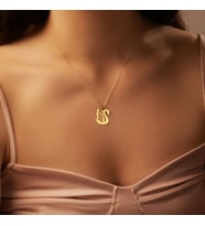 Kişiye Özel 925 Ayar Gümüş Şık Kuğu Figürlü Kolye Sevgiliye Hediye (Gold)