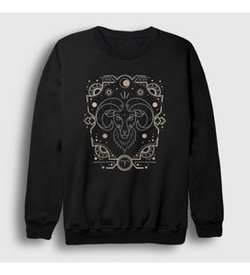 Presmono Unisex Siyah Aries Zodiac Hediye Koç Burcu Sweatshirt 526341tt