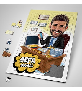 Kişiye Özel Hediye Erkek Avukat Karikatürlü Puzzle