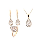 Gümüş Rose Baget Taşlı Damla Model Üçlü Set DGN20479