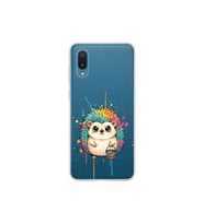 Samsung Galaxy A02 ile Uyumlu Splash Kirpi Tasarımlı Şeffaf Silikon Kılıf