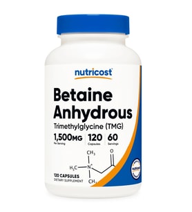 Betaine Anhyfrous + ( TMG ) 1,500 mg 120 Capsules