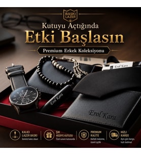 İsme Özel Lüks Erkek Hediye Seti - Hakiki Deri Kemer Kartlık Cüzdan Çakmak Anahtarlık Tesbih Kravat - Babaya Eşe Sevgiliye Arkadaşa Hediye