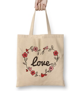 Adorable & Cute Love Flowery Flowers Love Heart Bez Çanta Uzun Saplı
