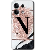 Xiaomi Redmi Note 13 Kılıf HD Desen Baskılı Kılıf - Pembe Mermer Desenli N Harfi