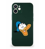 Apple iPhone 12 Soft Premier Kapak Donald Duck-E Tasarımlı Silikon Kılıf - Yeşil (Şeffaf)