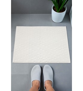 Tuğla Desenli 2li Ayak Havlusu - 50x70 cm - Su Emici Banyo Paspası Seti - Beyaz - 00104